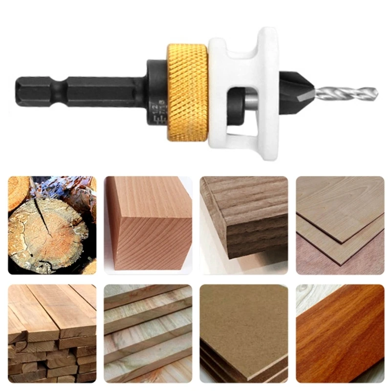 DIYer Home Project Countersink เจาะ Bit,งานไม้แบบปรับได้ เครื่องมือ สำหรับ Woodworkers Hobbyists ตำแหน่งสกรูที่แม่นยำ