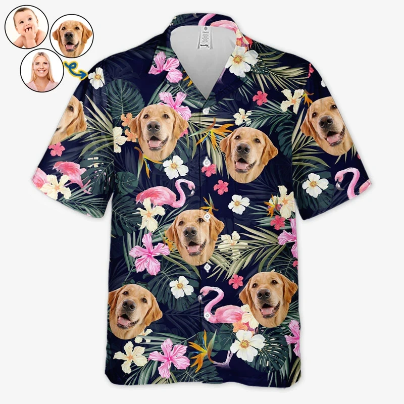 Custom Dog Face Hawaiian Aloha Shirt, Impressão Completa, Personalizada, Pet Graphic Camisas De Praia, Presente para Homens e Mulheres