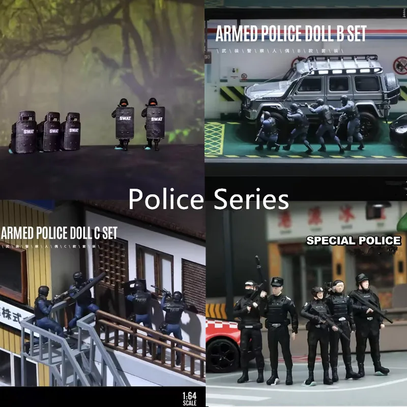 Nowy 1/64 Żywiczny Nowoczesny Tarcza Sił Specjalnych SWAT Policja Broniona Żołnierze Scena Akcesoria DIY Figurka Akcji Kolekcja Zabawek