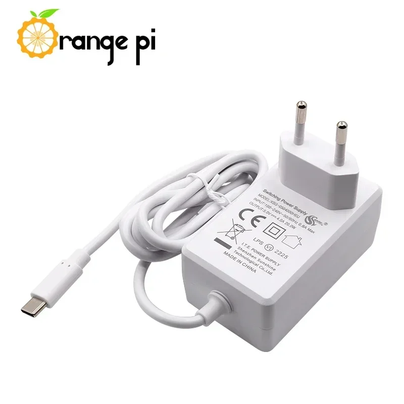Adaptador de corriente Orange Pi 5V 4A, fuente de alimentación tipo C de 100V-240V, cargador de corriente con enchufe UE, EE. UU., Reino Unido para Orange Pi 5 5B OPI 4B 4 LTS