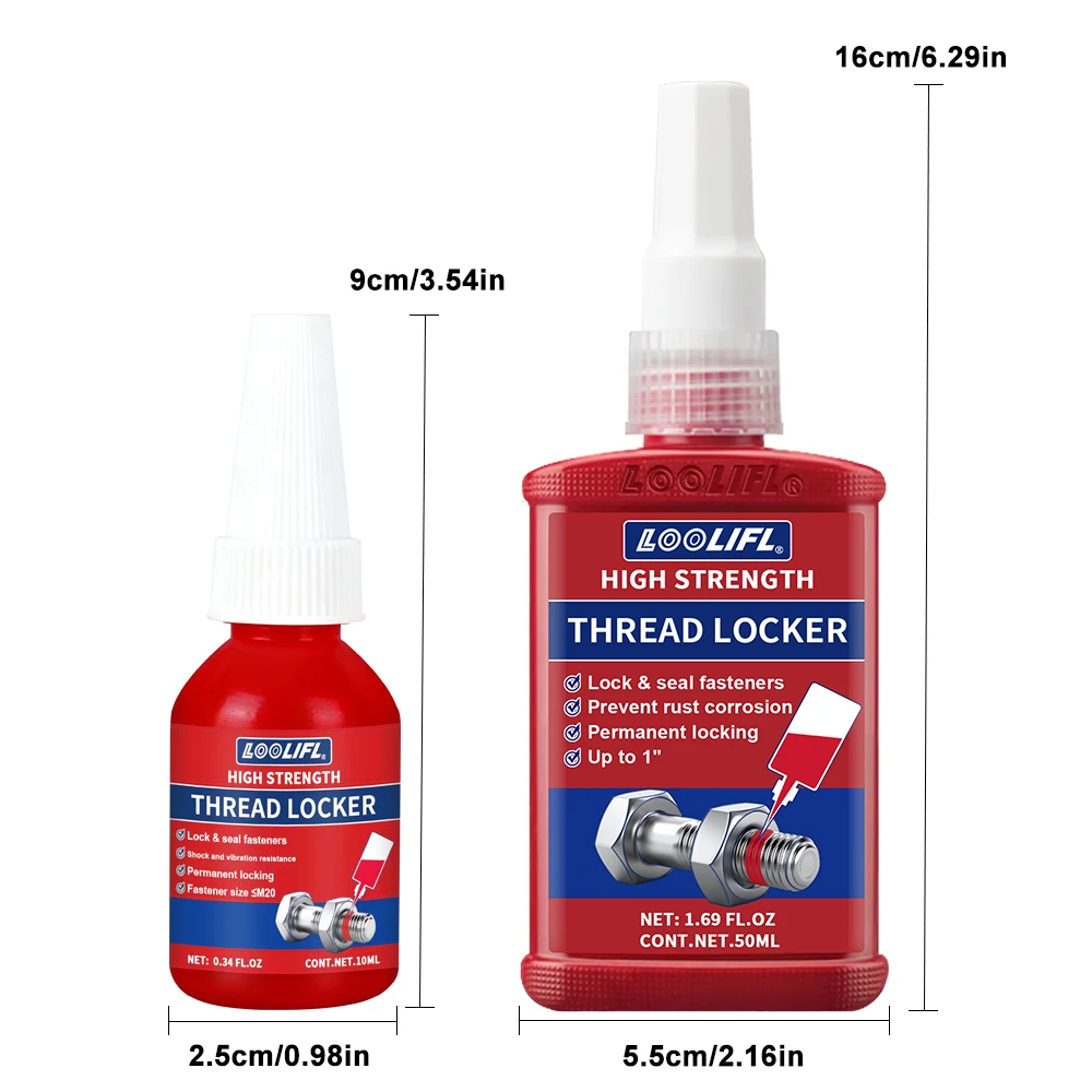 LOOLIFL-10ml Red 271 Thread Locking Adhesive - High Strength, Suitable for Maintenance of Automotive and Mechanical Bolts/Nuts,
