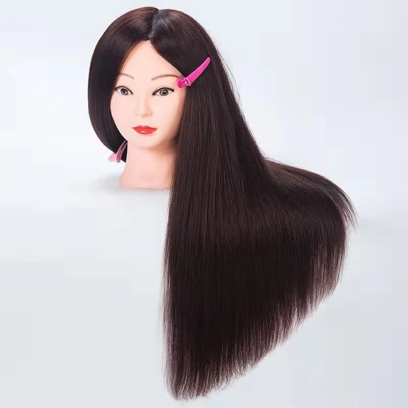 

80% real hair model apprentice barber shop practice can be ironed, dyed, blown, and cut to create hairdressing doll heads.