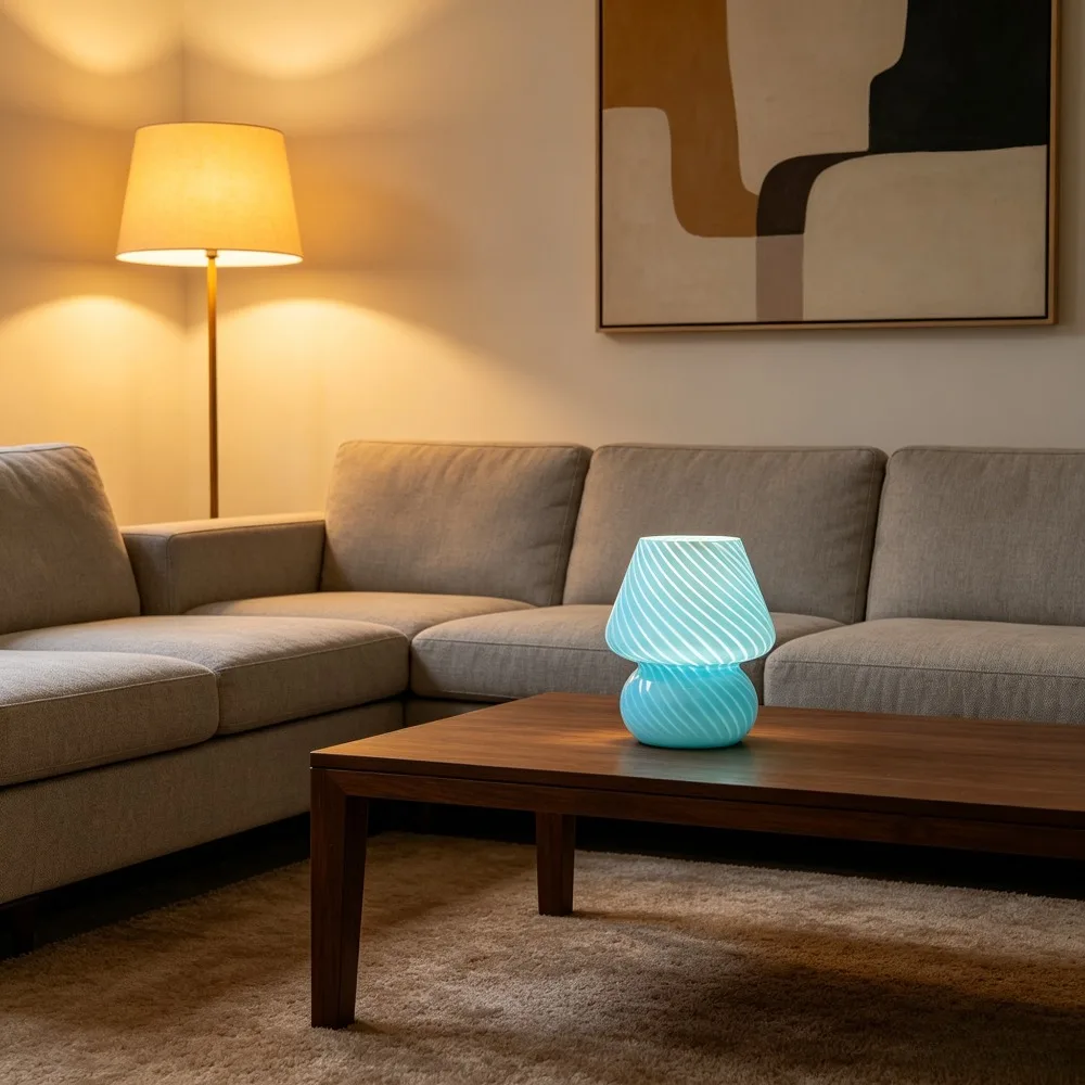 Glass Mushroom Lamp Nordic Internet Famous Style European Living Room Bedside Ambience Lamp