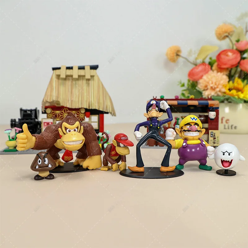 3-48Pcs/wholesale Anime Mario Figure Luigi Bowser Princess Peach Donkey Kong Goomba PVC Action Figures Mushroom Toad Model Toys