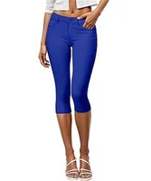 Women Color Capris Pants Stretchy Comfy Skinny Cropped Jeans Pants Button Front Casual Breathable - Image 5