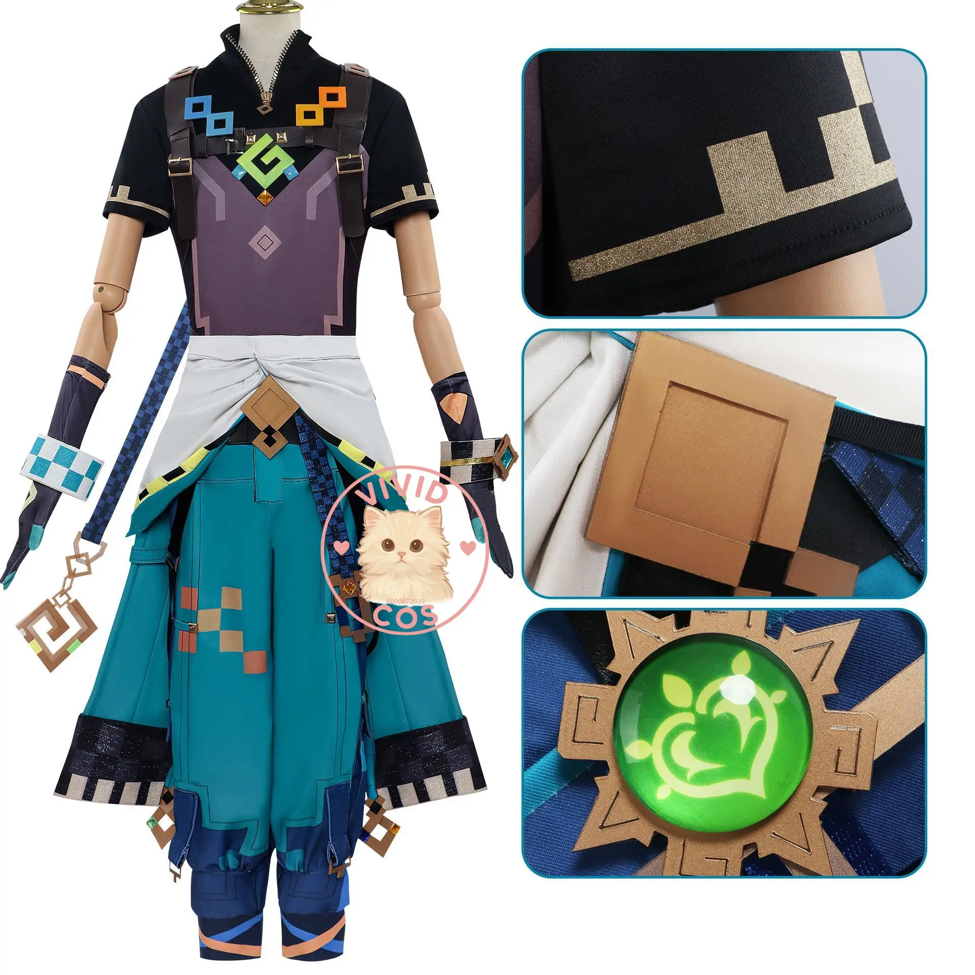 Genshin Impact Kinich Natlan Tribal Warrior or Sun Priest Bold Yet Ritualistic Design Cosplay Costume Full Anime Outfit Game