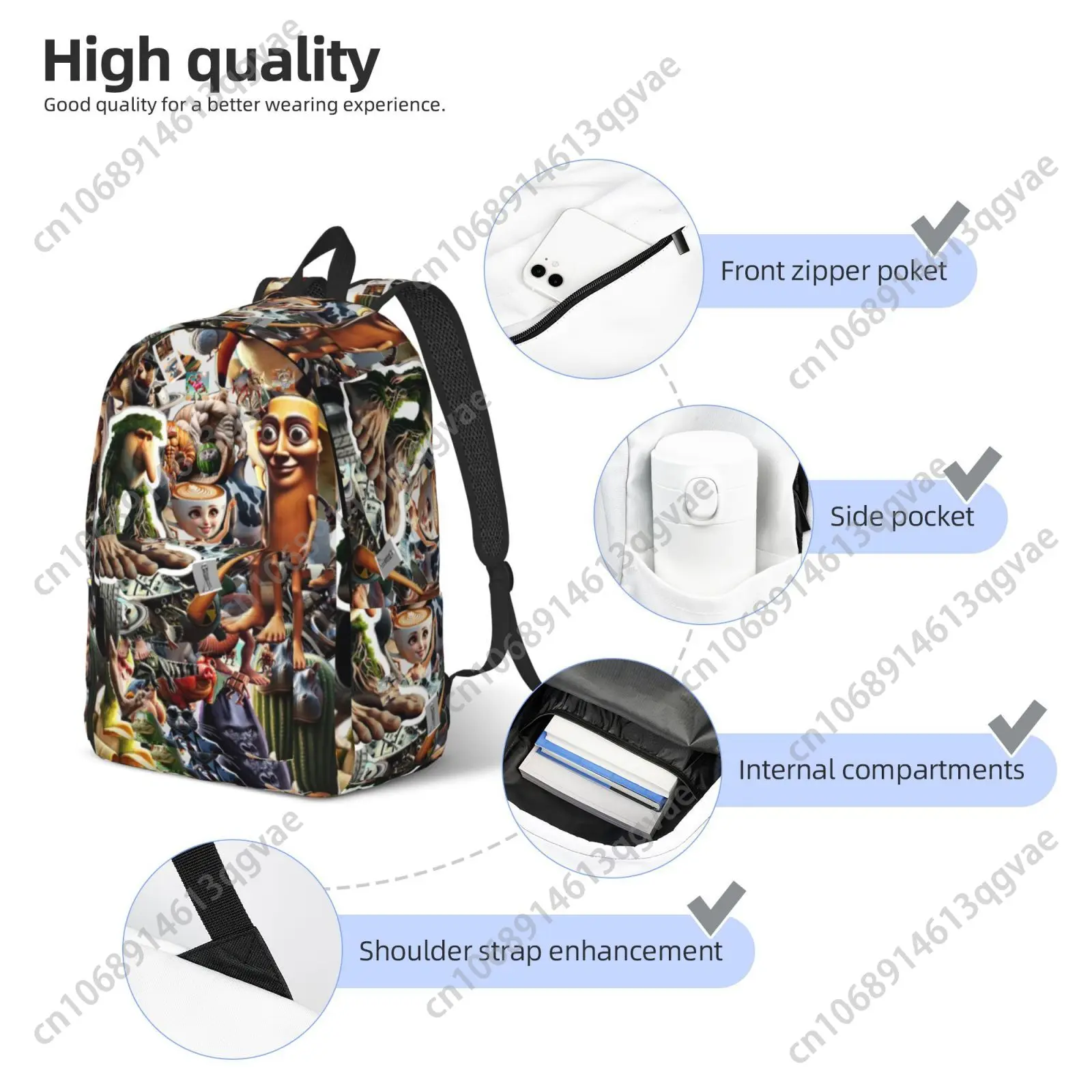 Abstract Italian Brainrot AI Custom Canvas Lightweight Backpack Fashion Durable Student Men Women Business Daypack