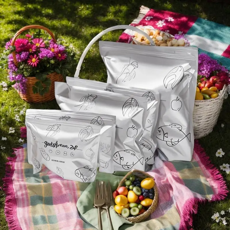 

10pcs Aluminum Foil Fresh-keeping Bags Reusable Self Seal Packaging Bag Thickened Avoid Light Food Storage Bag Fruit