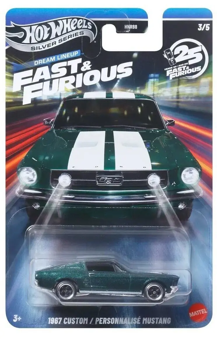

Hot Wheels Cars FAST & FURIOUS 1967 Custom Mustang 1/64 Metal Diecast Toy Vehicles HNR88