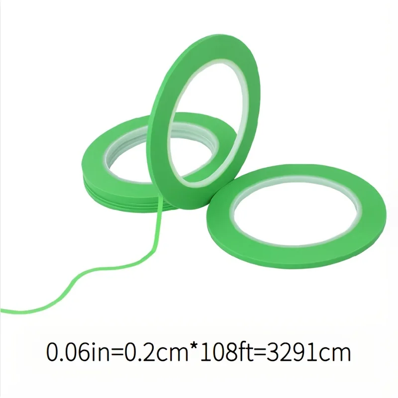 YITAP 1.5mm Fine Line Masking Tape Green High Temperature Resistant Vinyl Tape for Automotive Paint Curves Design Auto Detailing