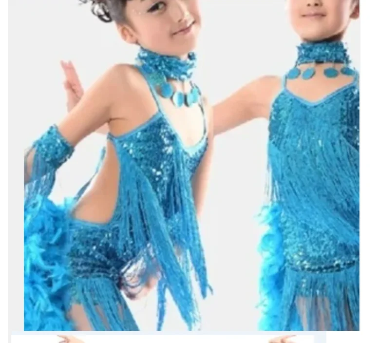 1 set/lotto Bambini Paillette nappa latino Prestazione Della Fase del vestito Da Ballo Sala Da Ballo del Costume di Ballo Latino Vestito Da Ballo