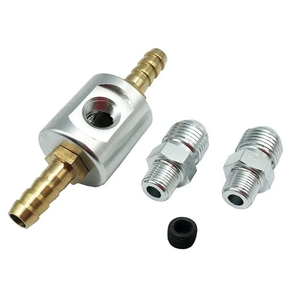 1/8 NPT Fuel Pressure Gauge Liquid Filled Polished Case and Adaptor Kit 0-100 Psi＆Bar＆kg/cm² for Fuel Injection Systems