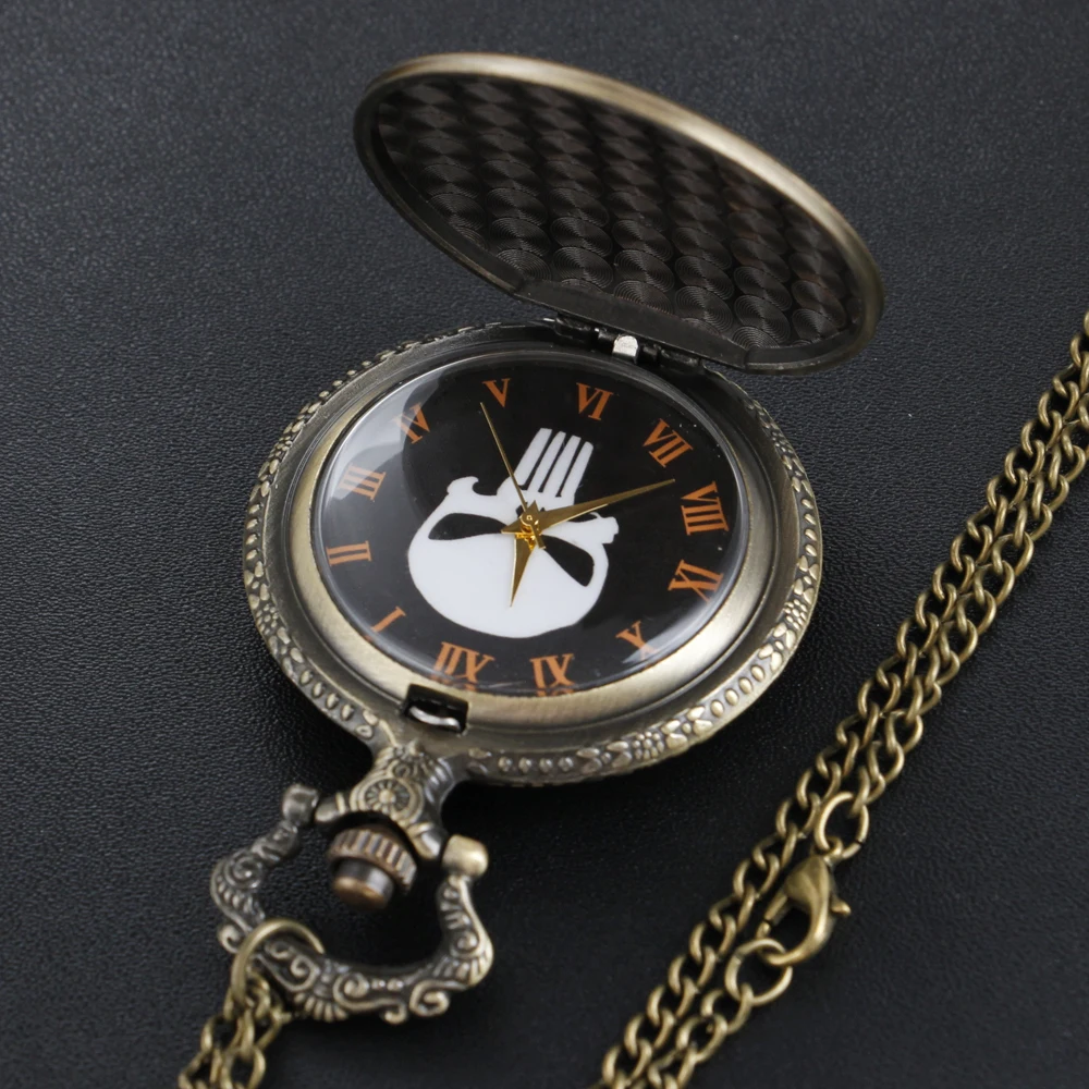 Bronze Hell Skull Terror Monster Quartz Pocket Watch Fashion Mini Time Necklace Clock Men's and Women's Antique Pendant Gift