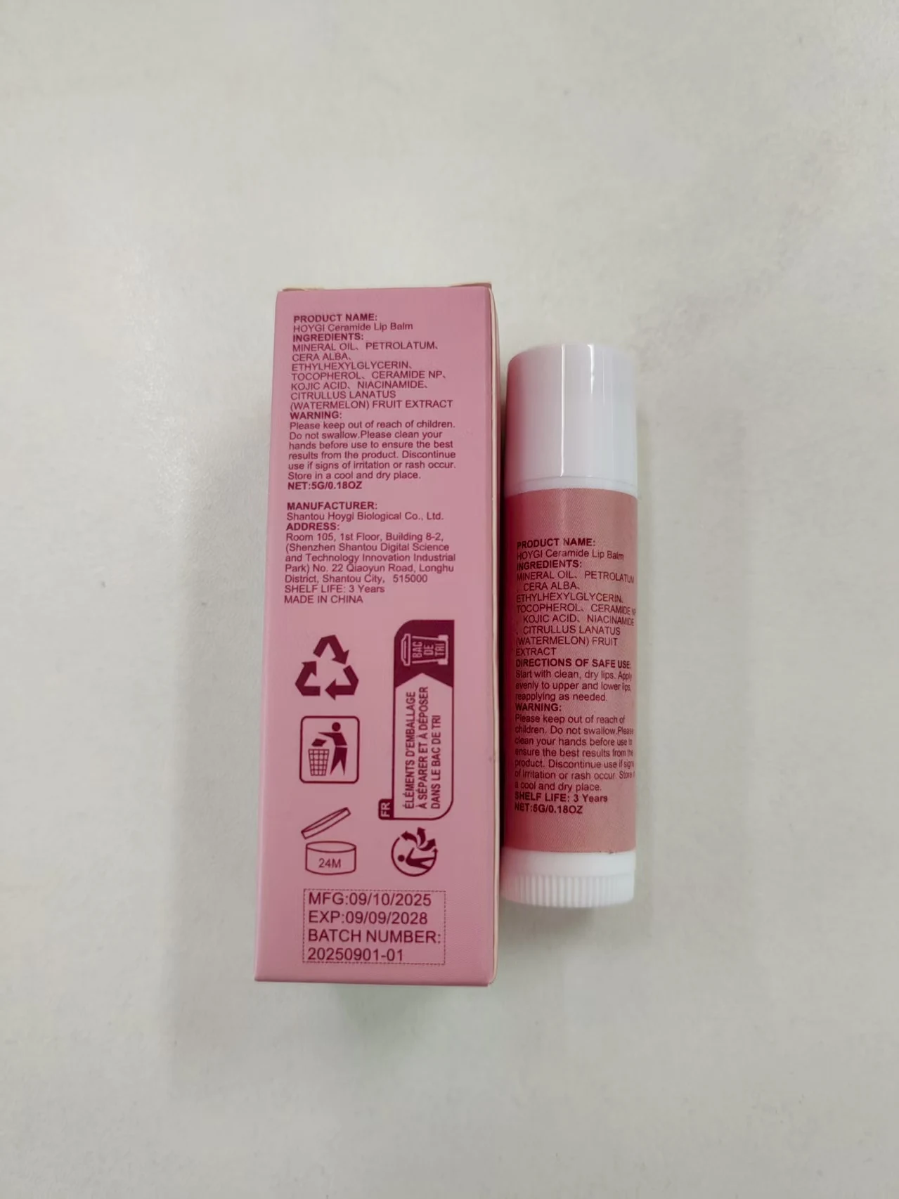 Hoygi Ceramide Baume à lèvres teinté couleur, protection solaire SPF 50, rouge à lèvres nourrissant hydratant quotidien, améliore la luminosité des lèvres