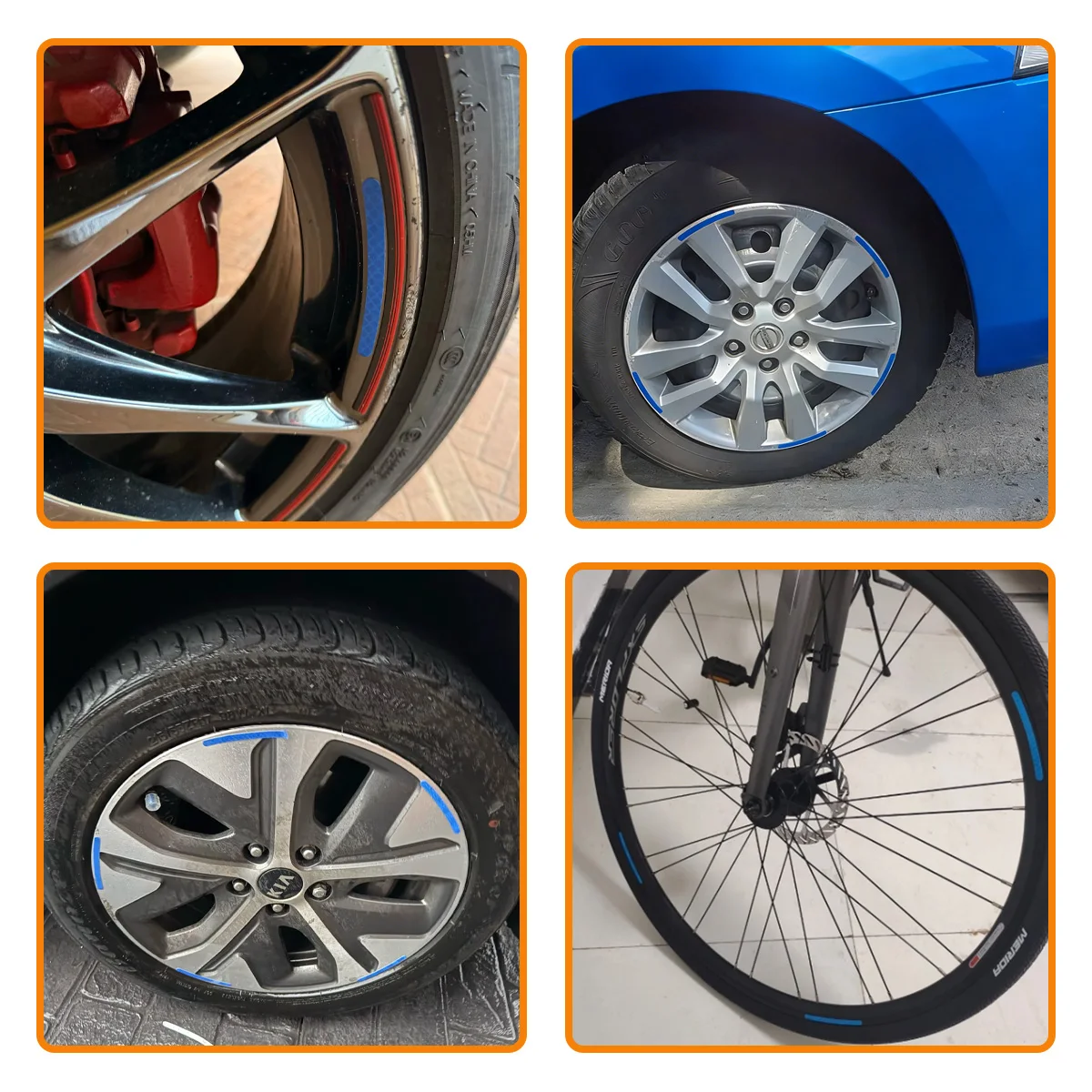 40-teiliges Set Blaue/Rosa Reflektierende Felgenaufkleber, Selbstklebende DIY-Dekoration für Auto, Motorrad und Fahrrad – Detail 7