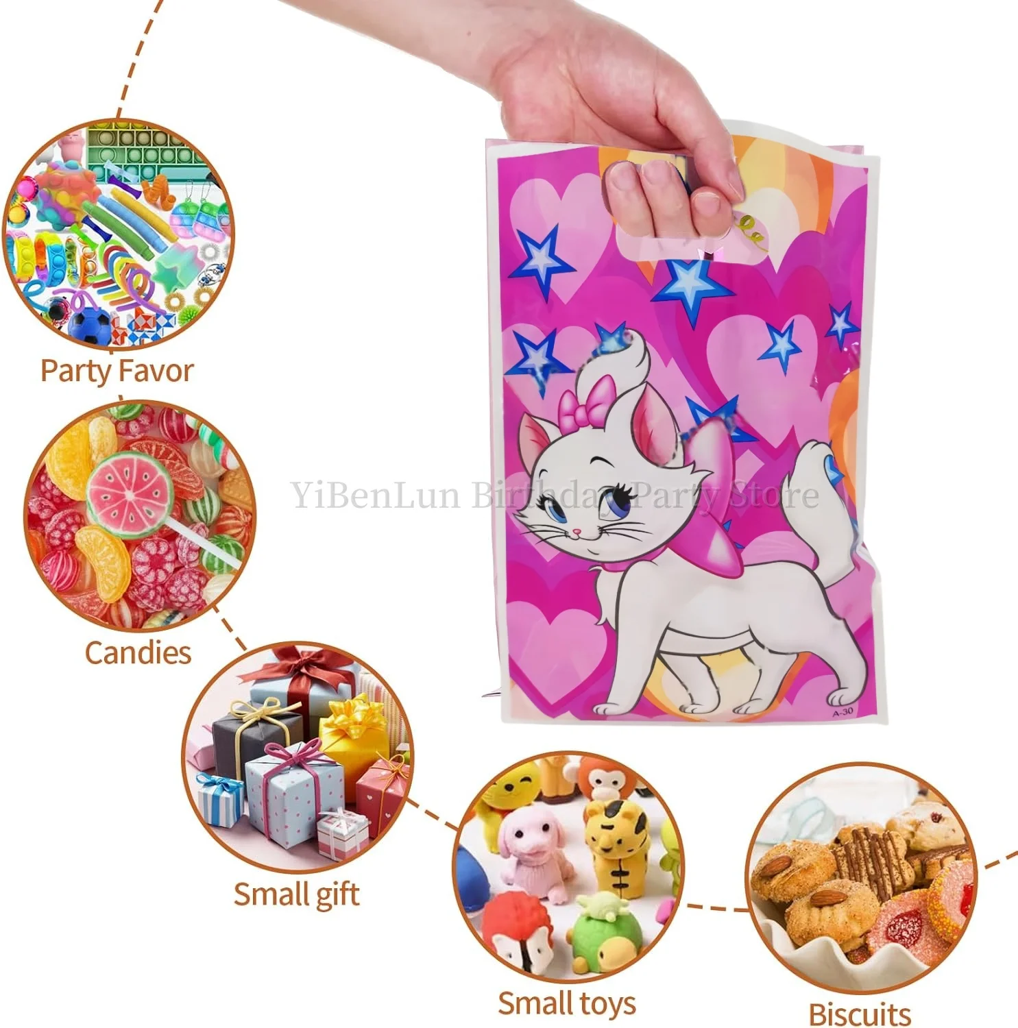 Disney Marie Cat Gift Bags Birthday party Decor Marie Cat Goodie Bag Cookie Package Baby Shower Kids Favors Gifts Party Supplies