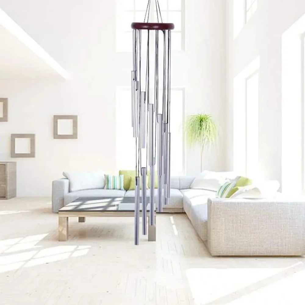 Aluminum Tube Metal Pipe Wind Chimes 12 Tubes Wind Chimes Pendant Bells Balcony Outdoor Yard Garden Home Hanging  Decoration