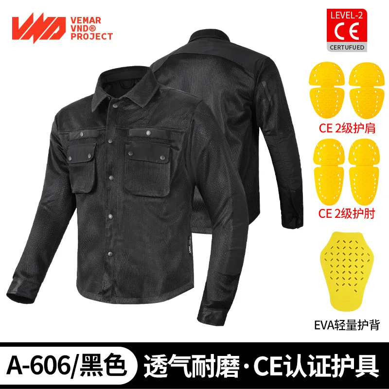 Motorcycle Riding Clothes Tops Men's Spring and Summer Mesh Breathable Anti-drop Large Size Commuter Locomotive Clothes New
