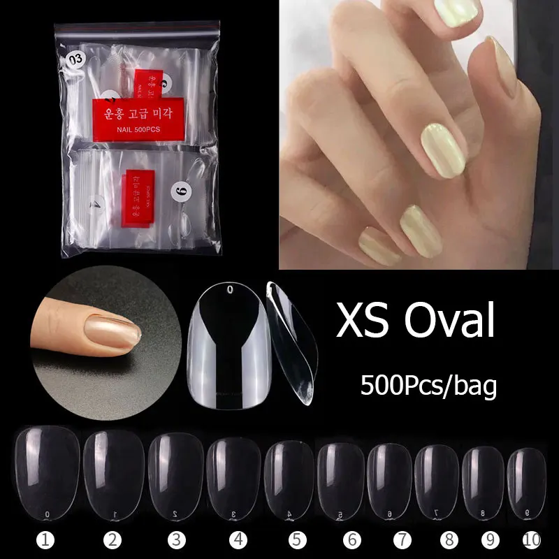 

500Pcs Artificial Nail Super Short False Nail Tips Oval Square Fake Nail Capsule Gel X Press On Nails