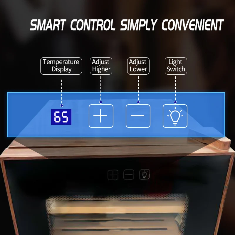 46л, 350 отсчетов, регулируемая температура, влажность, деревянное волокно, светодиодный светильник, электрический дисплей, хьюмидор, шкаф для сигар