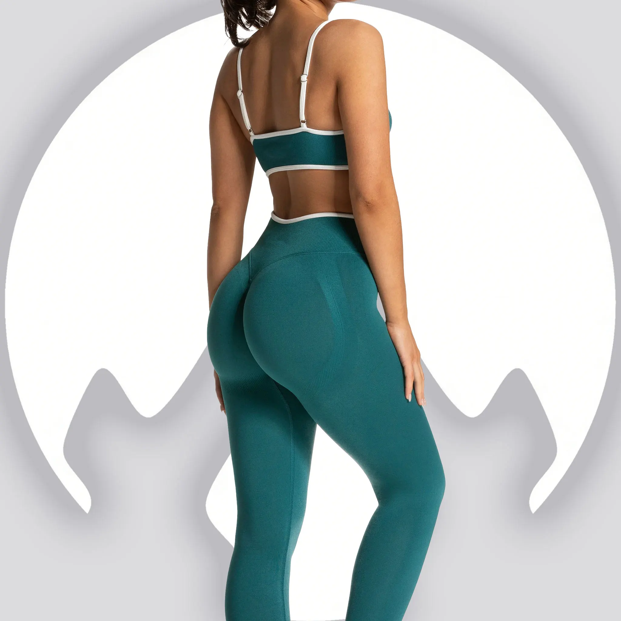 Women Seamless Color Block Yoga Set Padded Bra Camisole High Waist Hip Lifting Leggings 2 Piece Fitness Workout Sports Tracksuit