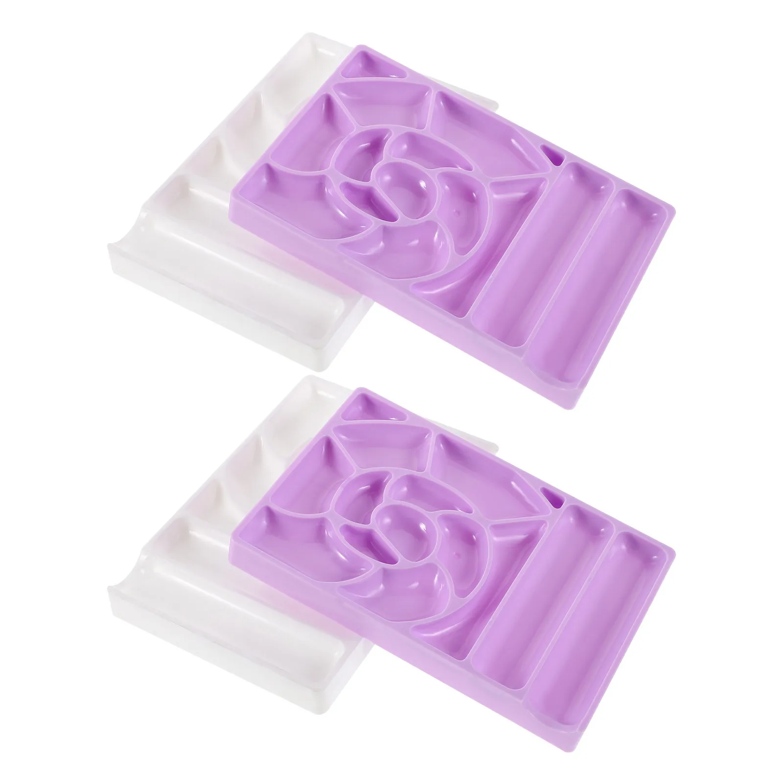 

4Pcs Nail Art Palette Set with Grid Design for Gel Polish Color Mixing Smooth Reusable Plastic Manicure Tool for Salon DIY