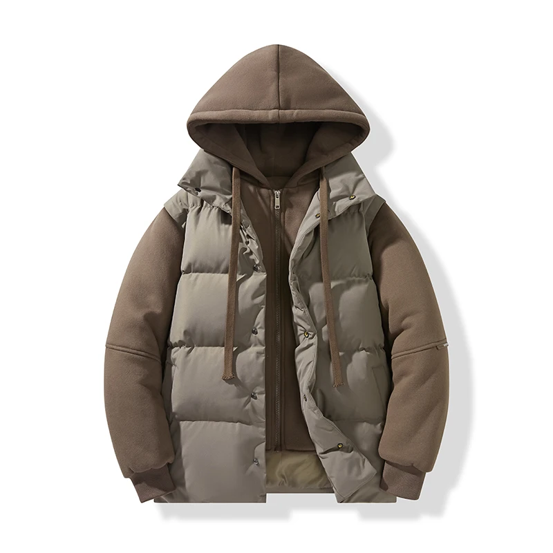 

Men Parka Winter Casual Male Windbreak Cotton Padded Down Jacket Warm Thick Mens Outwear Parkas New Solid Color Hooded Jacket