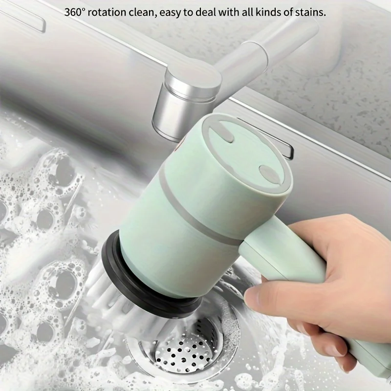 

Multi-functional Cleaning Brush with Large 1200mAh Power for Kitchen, Bathroom, Shoes - Automatic Handheld Charging, Steel Wire