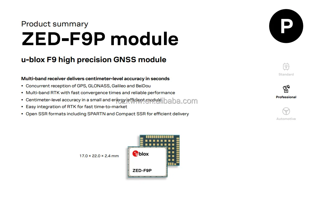Progettato con il modulo F9P F9 ZED il ricevitore GNSS RTK ad alta precisione TOP Set GPS CHINA UART Support TTL Output Country Mode