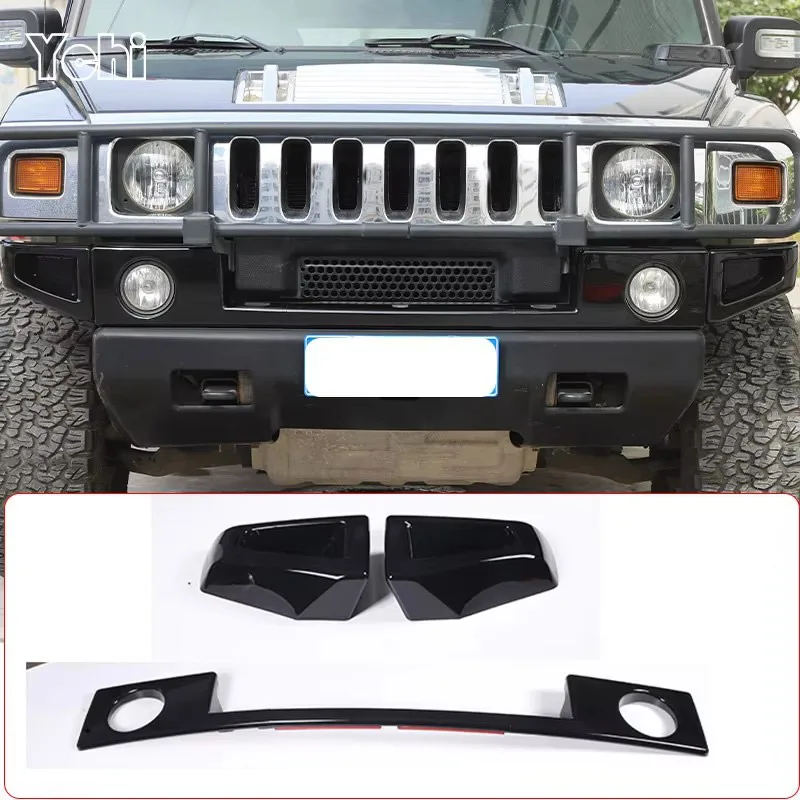 For Hummer H2 2003-2009 ABS Bright Silver Car Front Bumper two side wrap angle Grill Trim Cover Accessories Car Modification