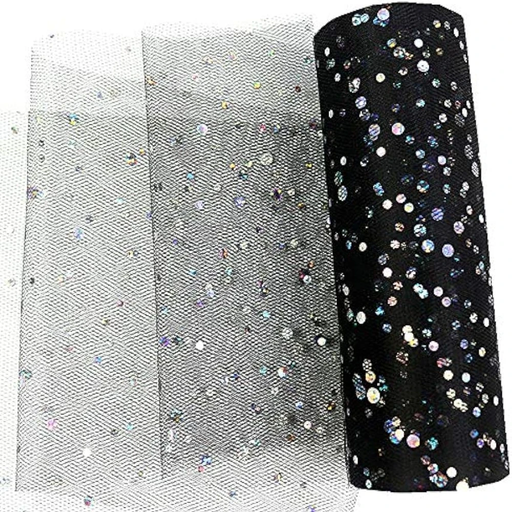 Glitter Sequin Tulle Roll Fabric 6 Inch X 25 Yards Multiple Colors Can Be Used For Table Dresses Wedding Decorations Baby Shower