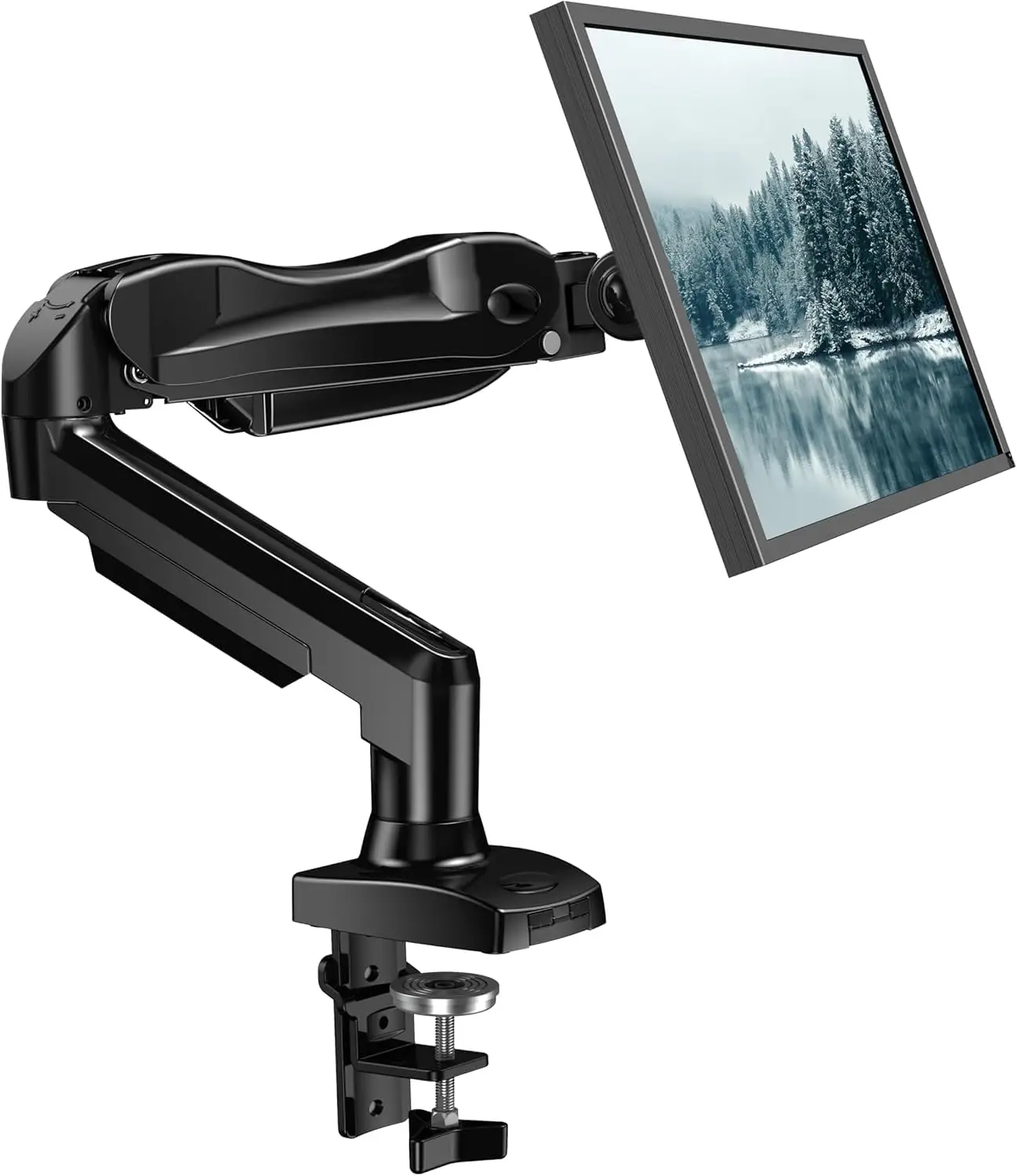 Single Monitor Mount for 13-32" Screens, Adjustable Arm with Clamp & Grommet, Holds 4.4-19.8 lbs
