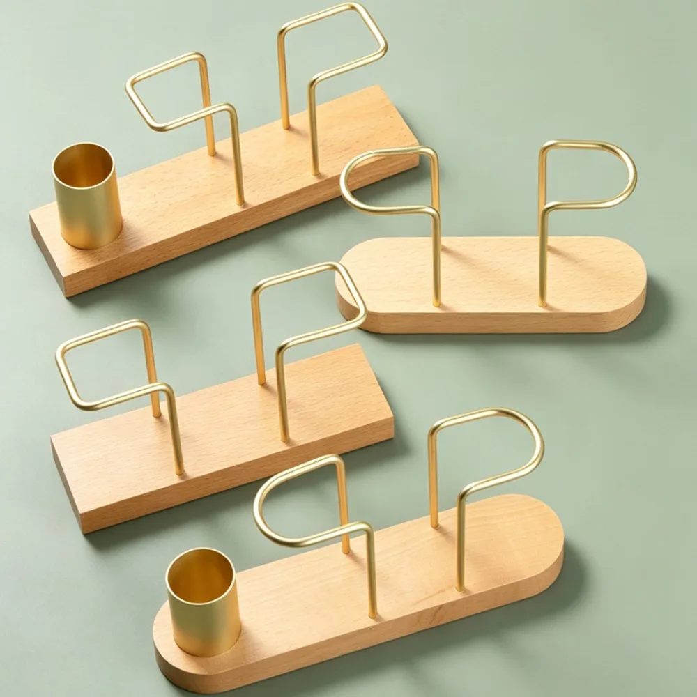 Wood Wooden Tissue Paper Holder Elegant Design Metal Toothpick Dispenser Space-saving Multifunction Desktop Organizer
