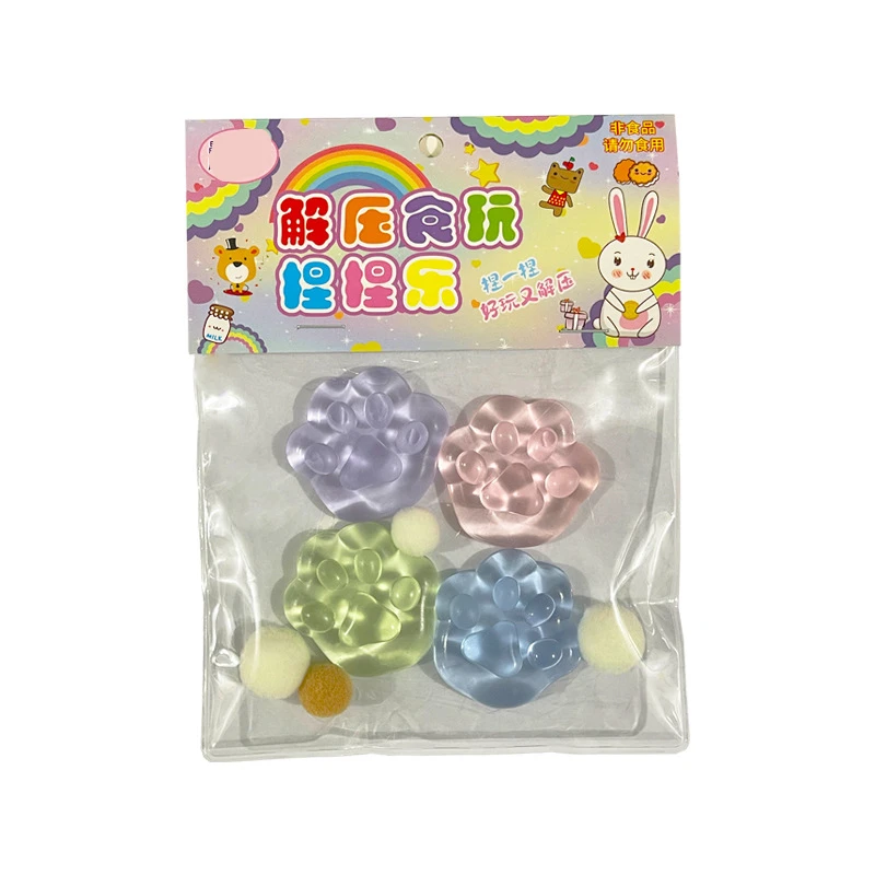 Mini Cristal Bun Squeeze Fingertip Toy Set, Pata de Gato, Alívio do Estresse, Molhado Macio, Pinça, Criança, Bebé, Presente Kawaii, Fidget