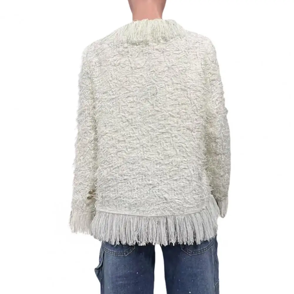 

Women's Fashion Double-breasted Jackets 2025 Autumn Winter New Elegant High-end Temperament Tassel Top Coat Women's Clothing ﻿