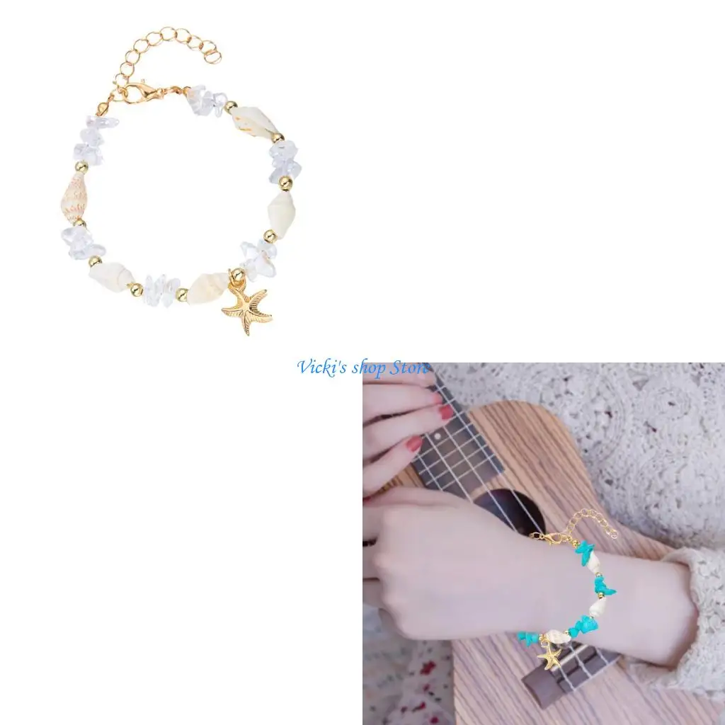 

Handmade Ocean Bead Bracelet Party Wrist Jewelry Chain Wristband Alloy Texture