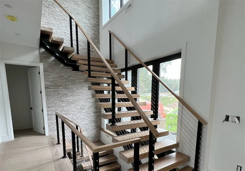 맞춤형 공장 판매 내부 오크 원목 계단 및 실내 직선 계단