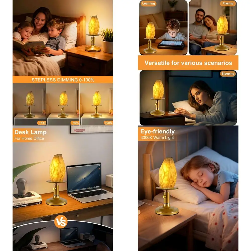 

Современная золотая настольная лампа середины века, теплый белый свет с регулируемой яркостью для спальни, гостиной и домашнего офиса