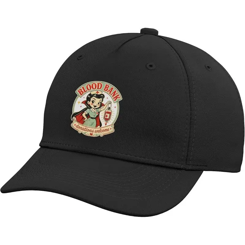 Blood Bank Donations Welcome Funny Vampire Nurse Halloween Adjustable Baseball Hat