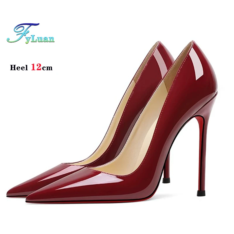 New 8 10 12cm Super High Heels for Women Thin Heels Pointed Toe Patent Leather Pumps Sexy Professional Single Shoes Plus Size 43