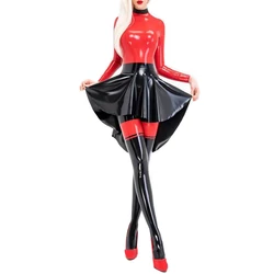 Sexy Unique Men Women Latex Catsuit and  Irregular Swallow Tail Skirt Overall Rubber Fetish Bodysuit  Jumpsuit Handmade S-LC361