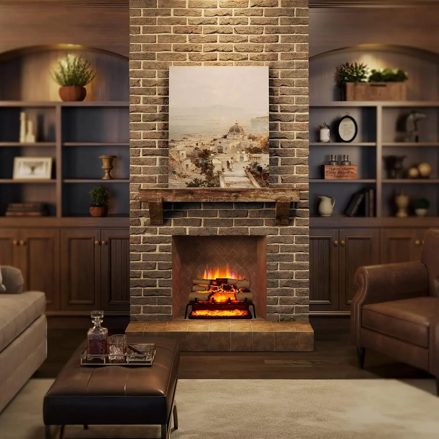 

23" W Free Standing Electric White Birch Log Set Fireplace Insert, Heater 750W/1500W, Crackling Sound, Remote Control