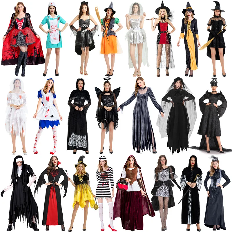 

loween Women's Witch Costume Terror Devil Little Red Riding Hood Cosplay Cloak Robe Clothing Fem Adult Size