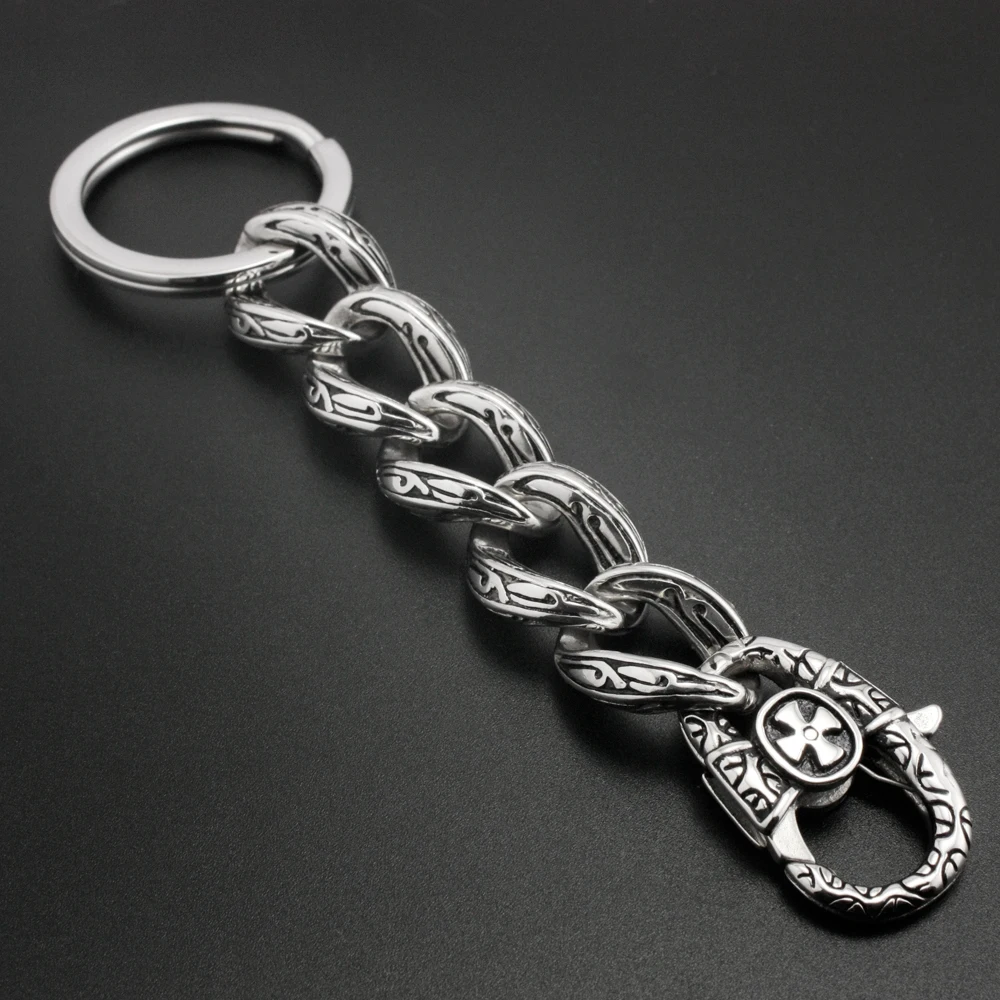 Stainless Steel Unique Tribal Tattoo KeyRing Biker Rocker Punk KeyChain 5C016KC