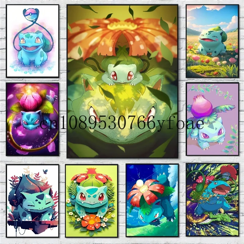 

Japanese Pokemon Anime Bulbasaur Canvas Hd Prints Poster Home Comics Pictures Gifts Wall Art Children's Bedroom Room Decorative