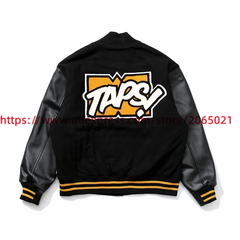 WTAPS Leather Baseball Coat Jacket Women Men Best Quality Flocking Towel Embroidery Clothing