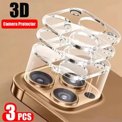 3PCS 3D Clear Camera Lens Protector for iPhone 11 12 13 14 15 16 Pro Max 14 15 16 Plus 13 12 Mini Camera Lens Tempered Glass