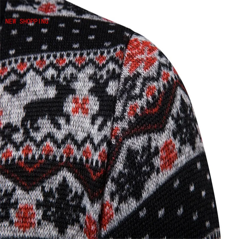 Świąteczny sweter męskie zimowe dorywczo wełniane z nadrukiem jeleni z długim rękawem pasujące Pull Homme Cardigan pulowerowe topy mężczyźni Casaco Masculino