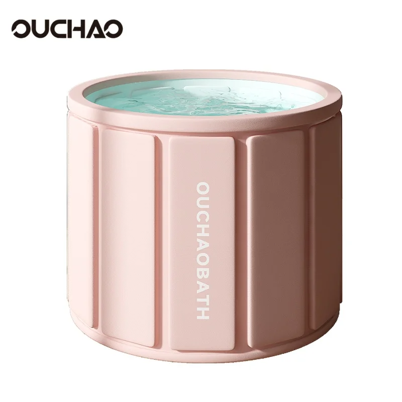 Luxury Pink PVC Inflatable Round Pop Bath Tub 70cm 250L Capacity Foldable Instant Portable Home Spa for Relaxation Romantic Soak