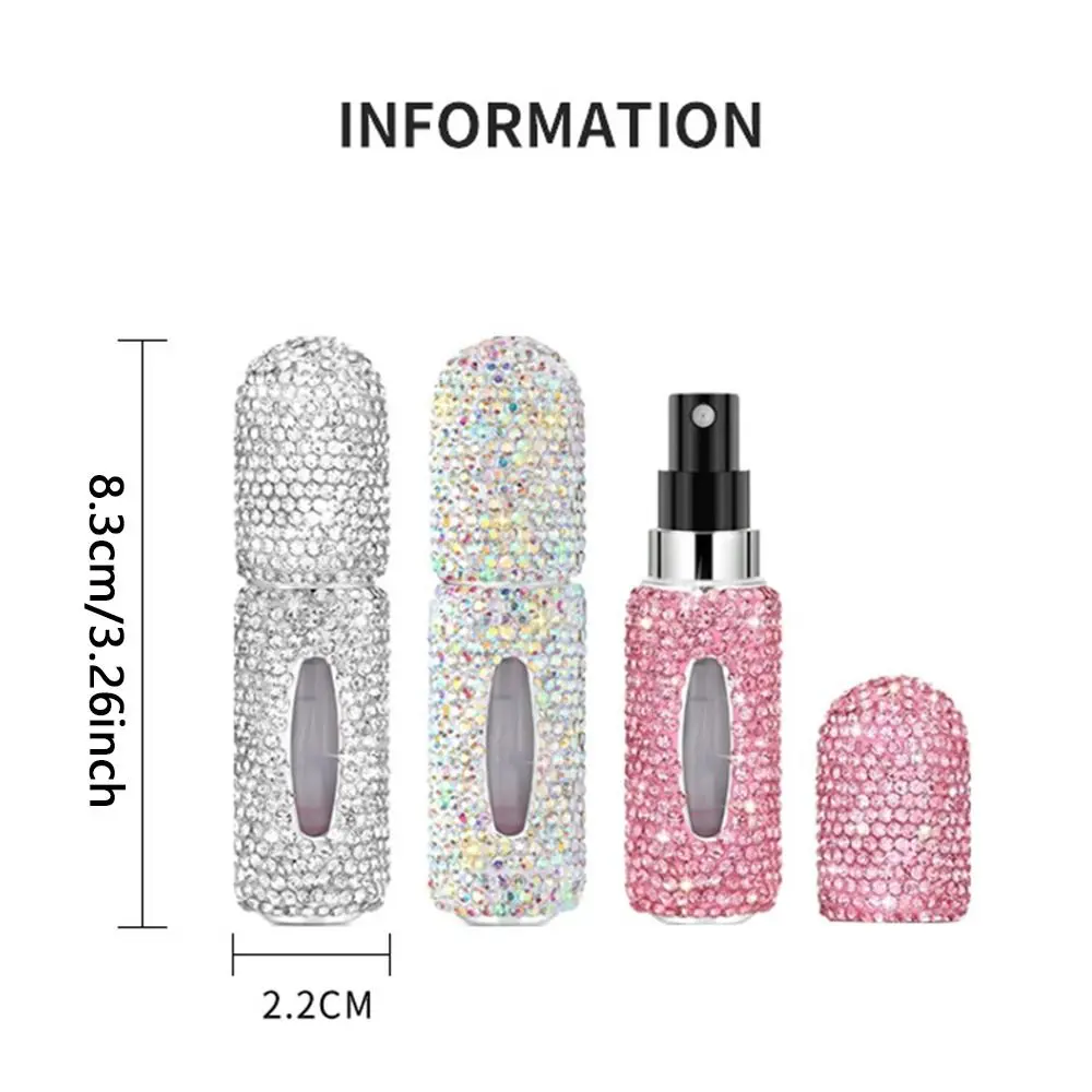 Mini flacone di ricarica per profumo da 5ml Sub-imbottigliamento Glitter Diamond Fine Mist Spray contenitori cosmetici riutilizzabili strumento da viaggio atomizzatore